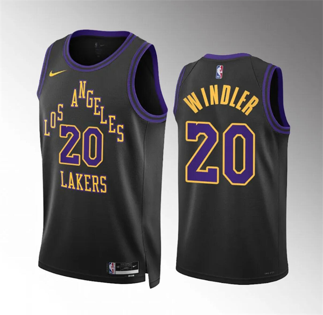Men's Los Angeles Lakers #20 Dylan Windler Black 2023/24 City Edition Stitched Basketball Jersey